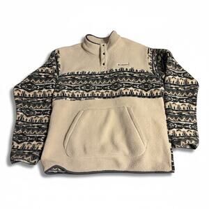Columbia Sherpa Fleece Pullover XL Y2K Gorpcore Outdoor Aztec Print Earthy Tones
